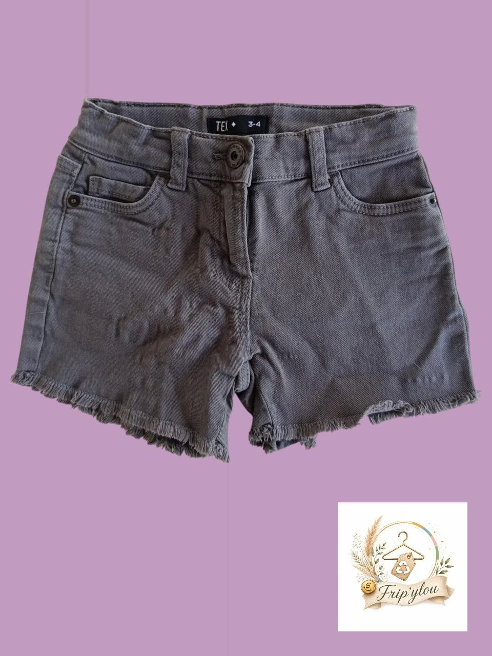 Short en jean gris fille TEX – 3/4 ans – A1772
